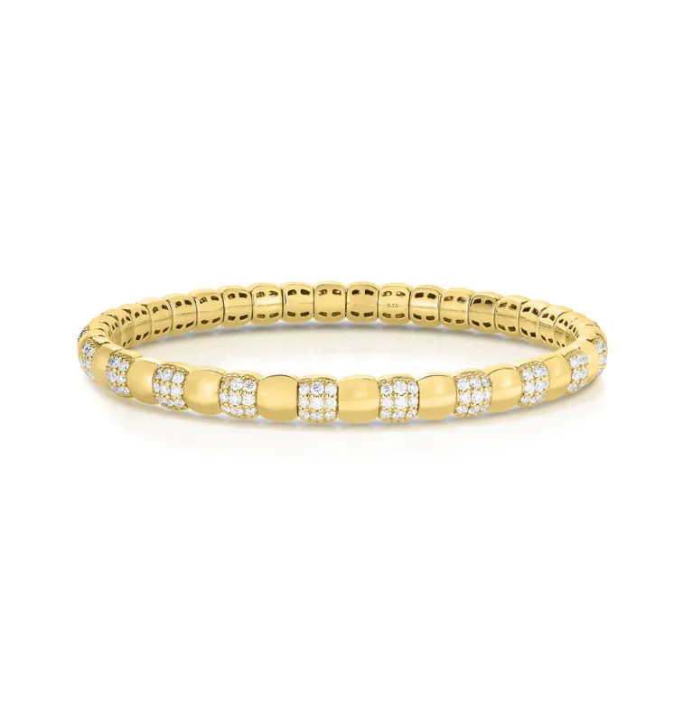 Sabel Collection Yellow Gold Diamond Station Stretch Bangle