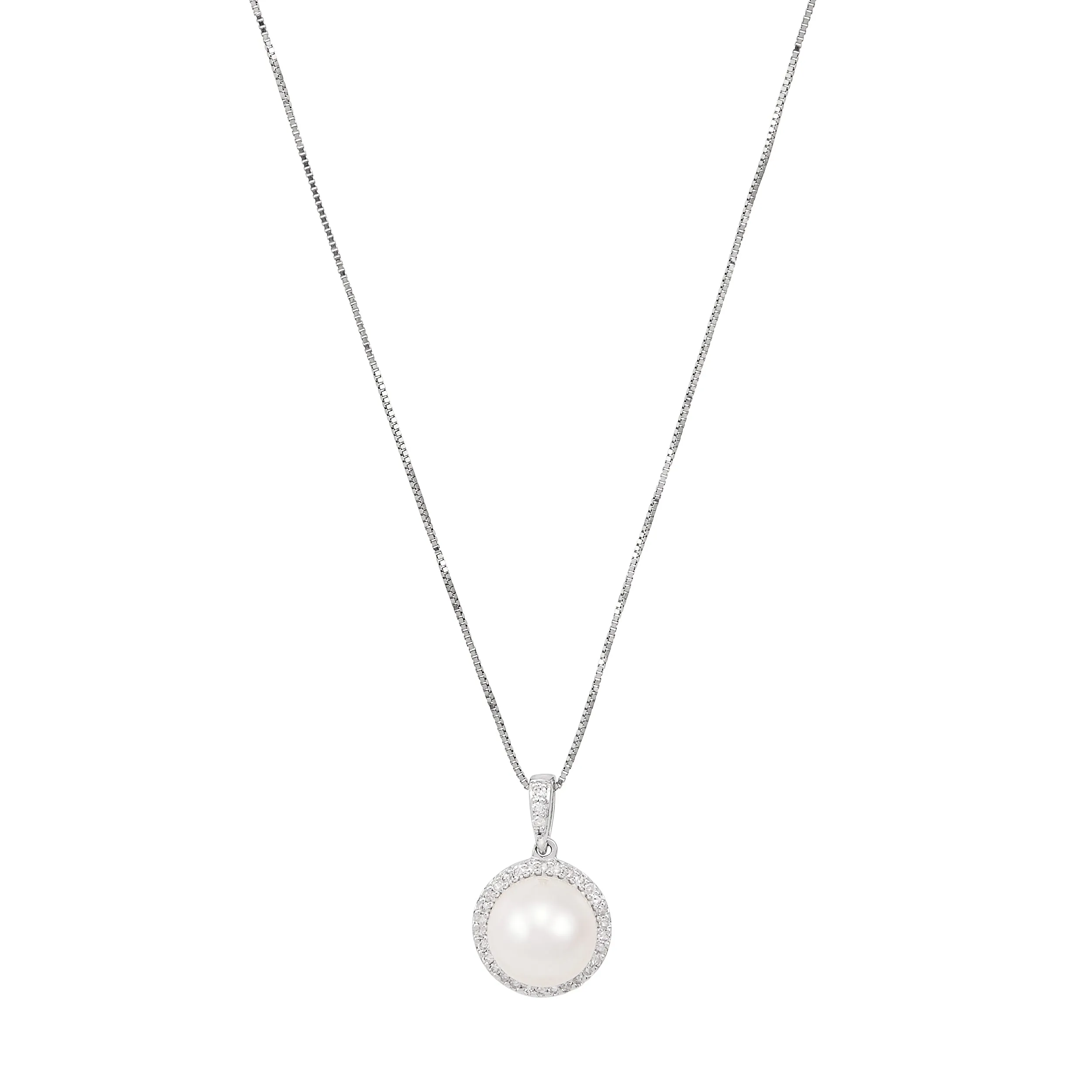 Sabel Pearl 14K White Gold Pearl and Diamond Pendant