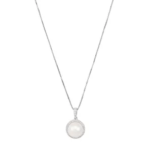 Sabel Pearl 14K White Gold Pearl and Diamond Pendant