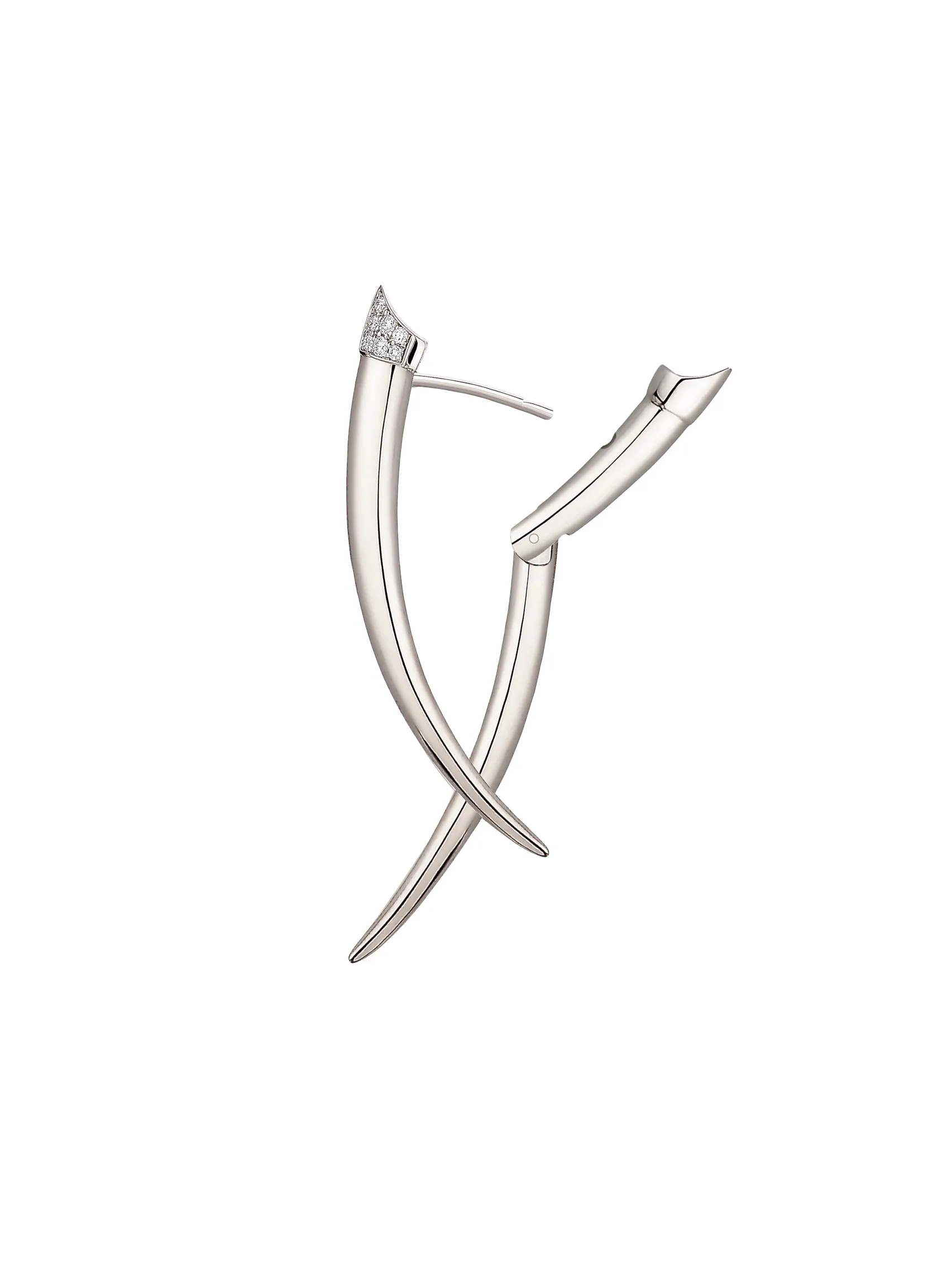 Sabre Crossover Earrings - Silver & Diamond Pavé
