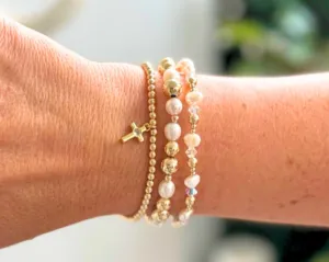 SAN DIEGO | Anti-tarnish 14K Gold Filled Balls and Pearls Stack Bracelet