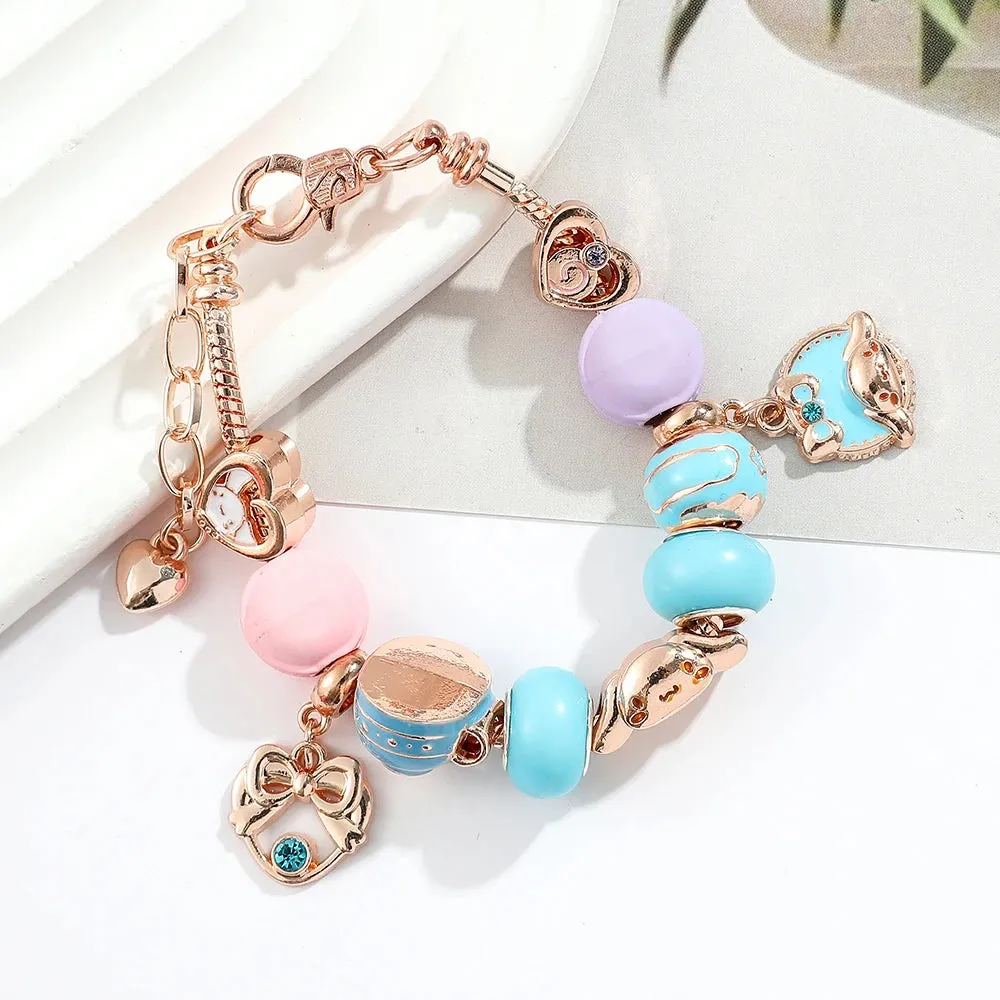 Sanrio Cinnamoroll Charms Bracelet | Colourful Enamel Bead Bangle