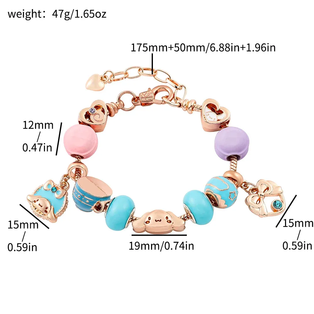 Sanrio Cinnamoroll Charms Bracelet | Colourful Enamel Bead Bangle