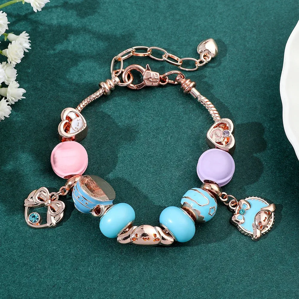 Sanrio Cinnamoroll Charms Bracelet | Colourful Enamel Bead Bangle