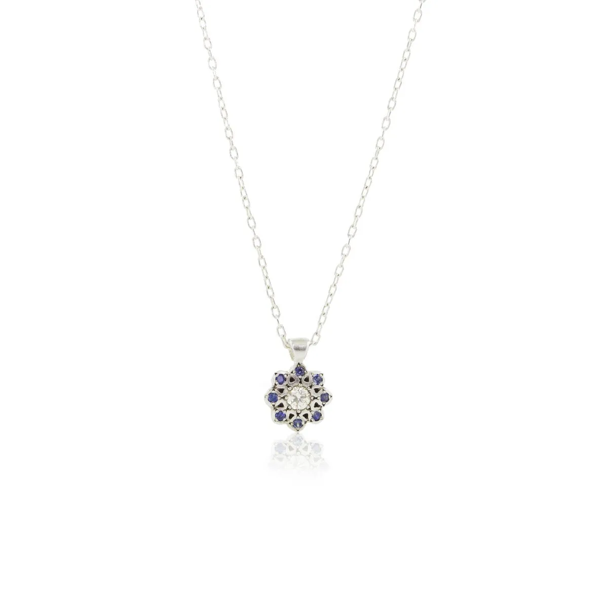 Sapphire Moonflower Charm Pendant