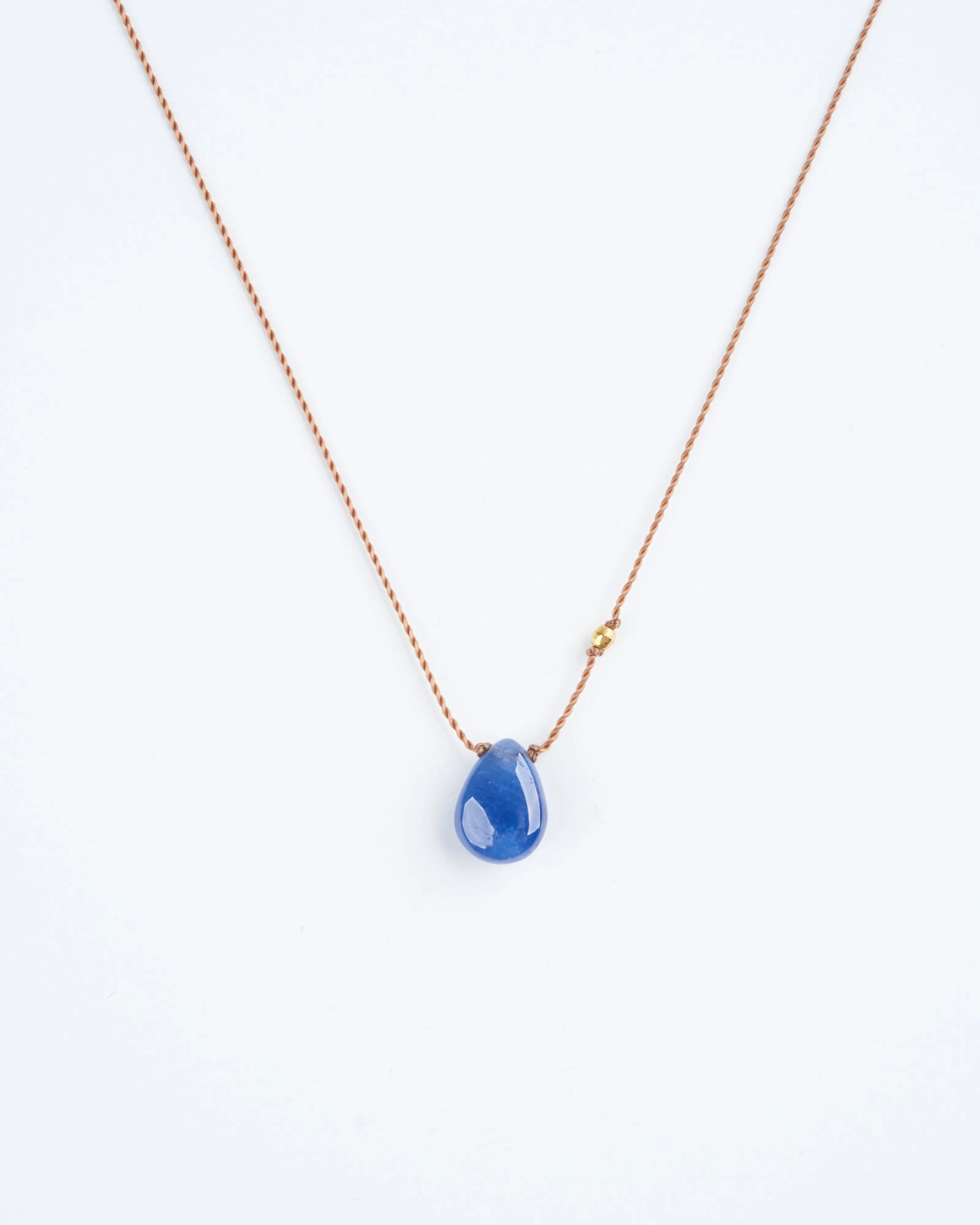 sapphire necklace with 18k gold bead - blue