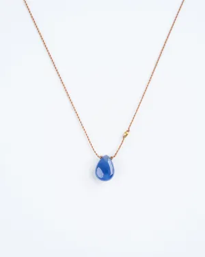 sapphire necklace with 18k gold bead - blue