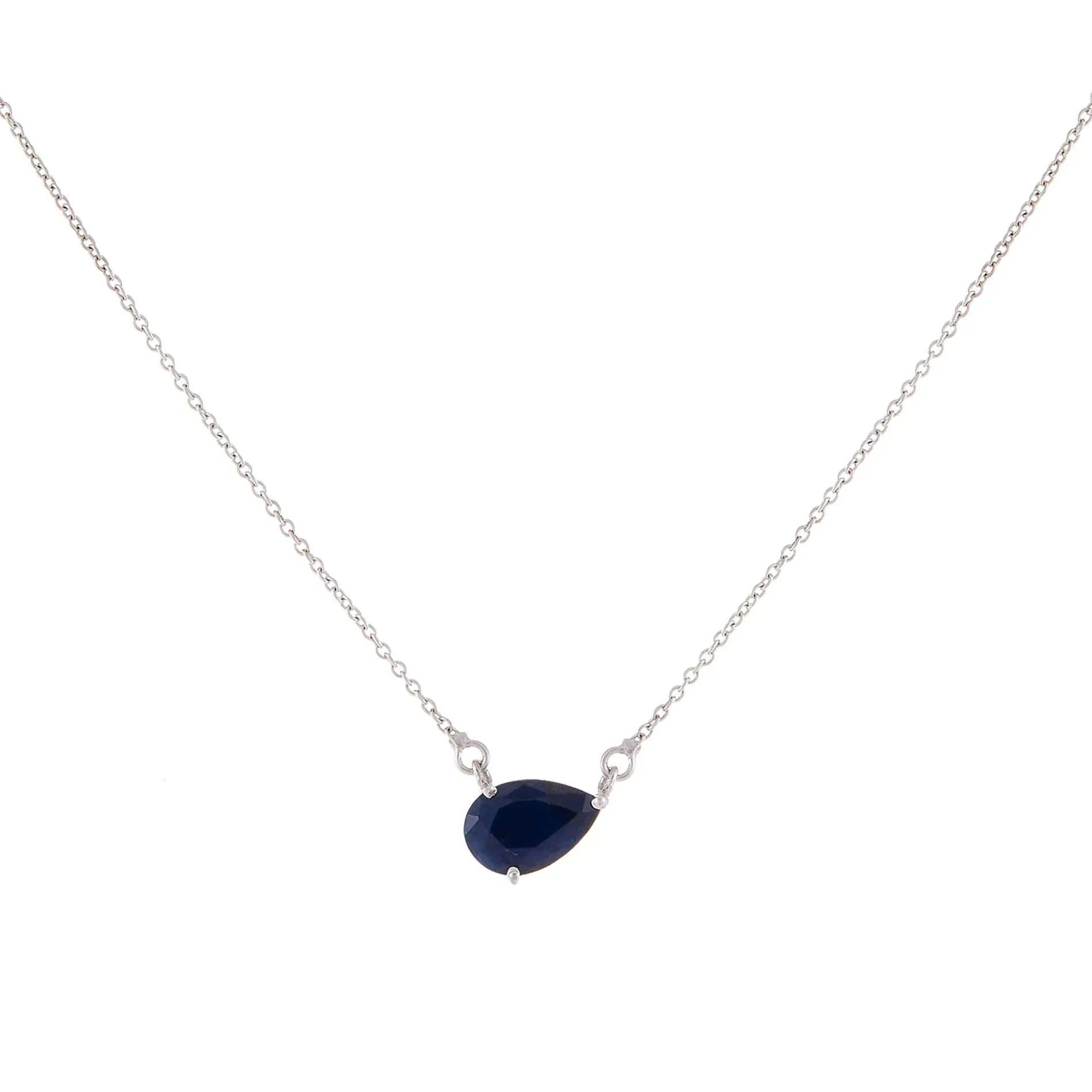 Sapphire Teardrop Necklace 14K