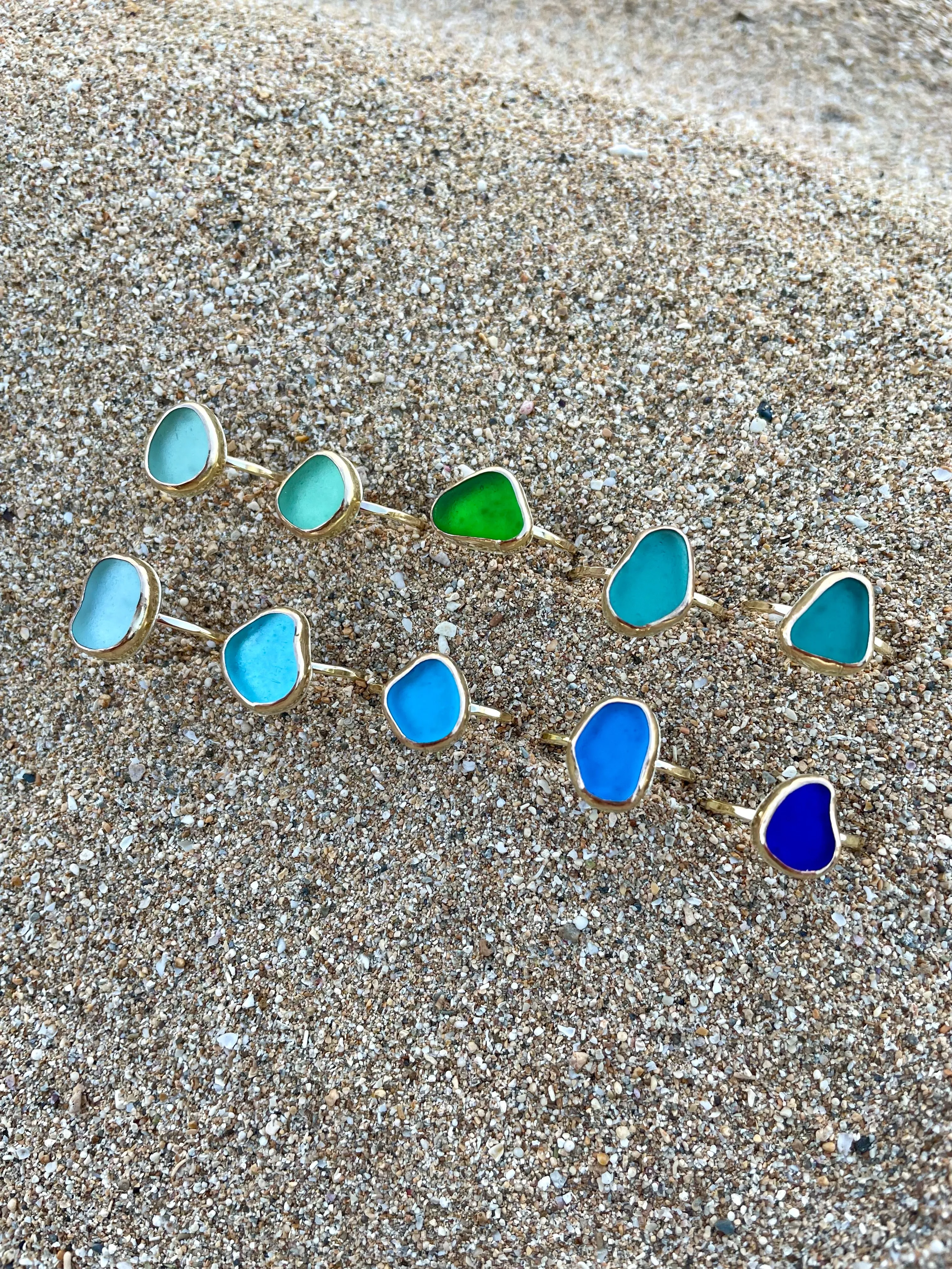 Sea Glass Rings in Gold Fill