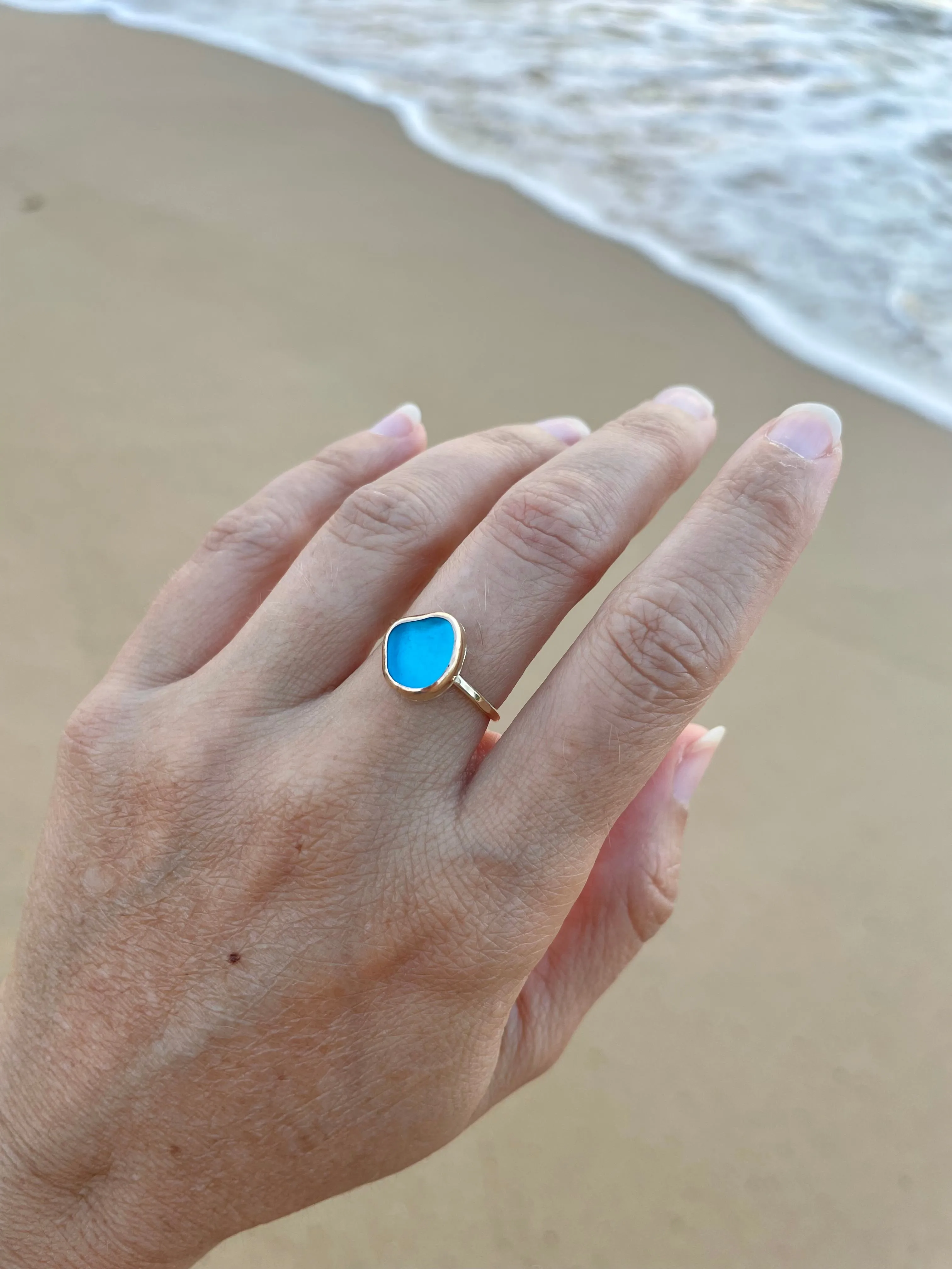 Sea Glass Rings in Gold Fill