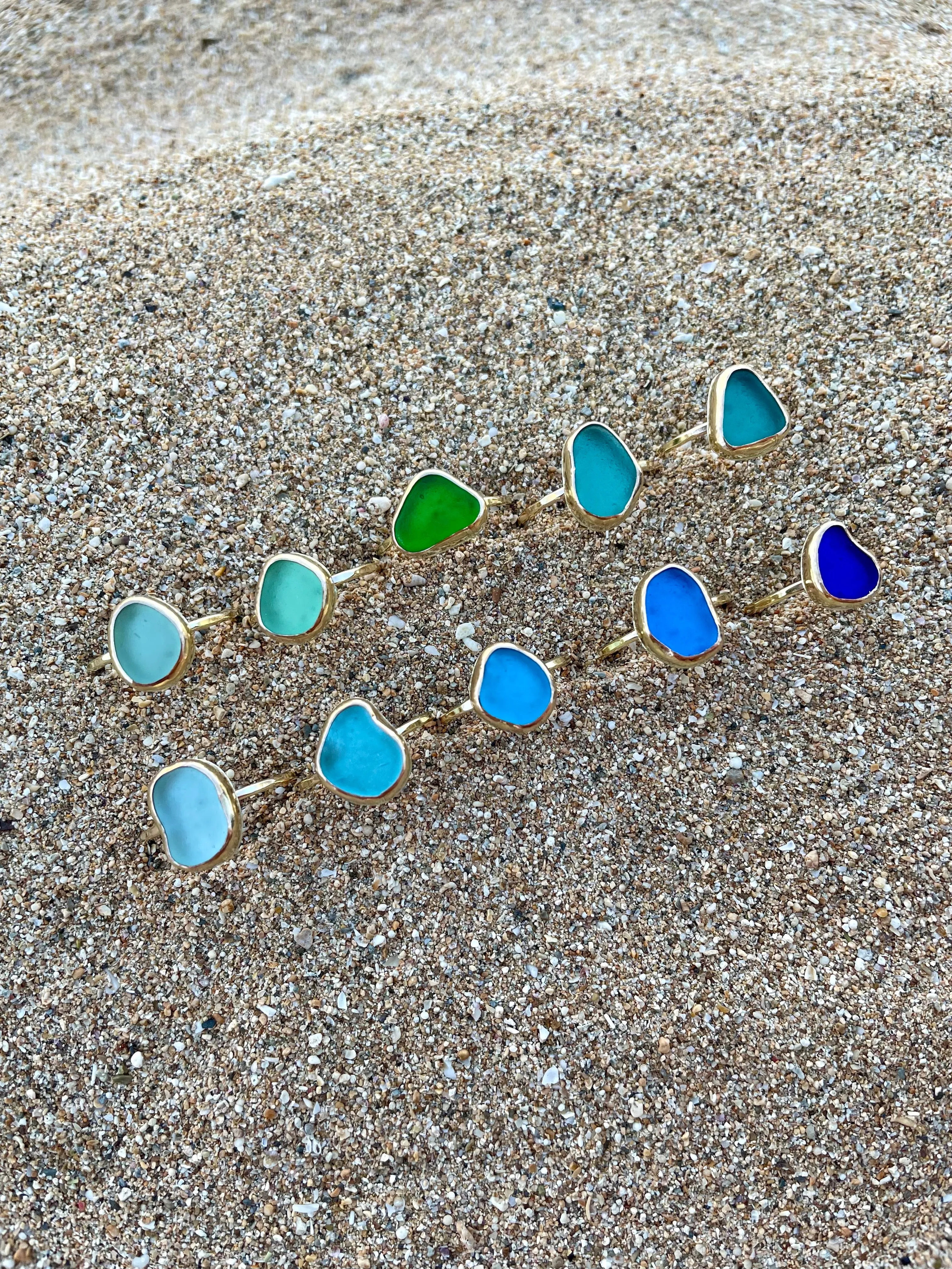 Sea Glass Rings in Gold Fill