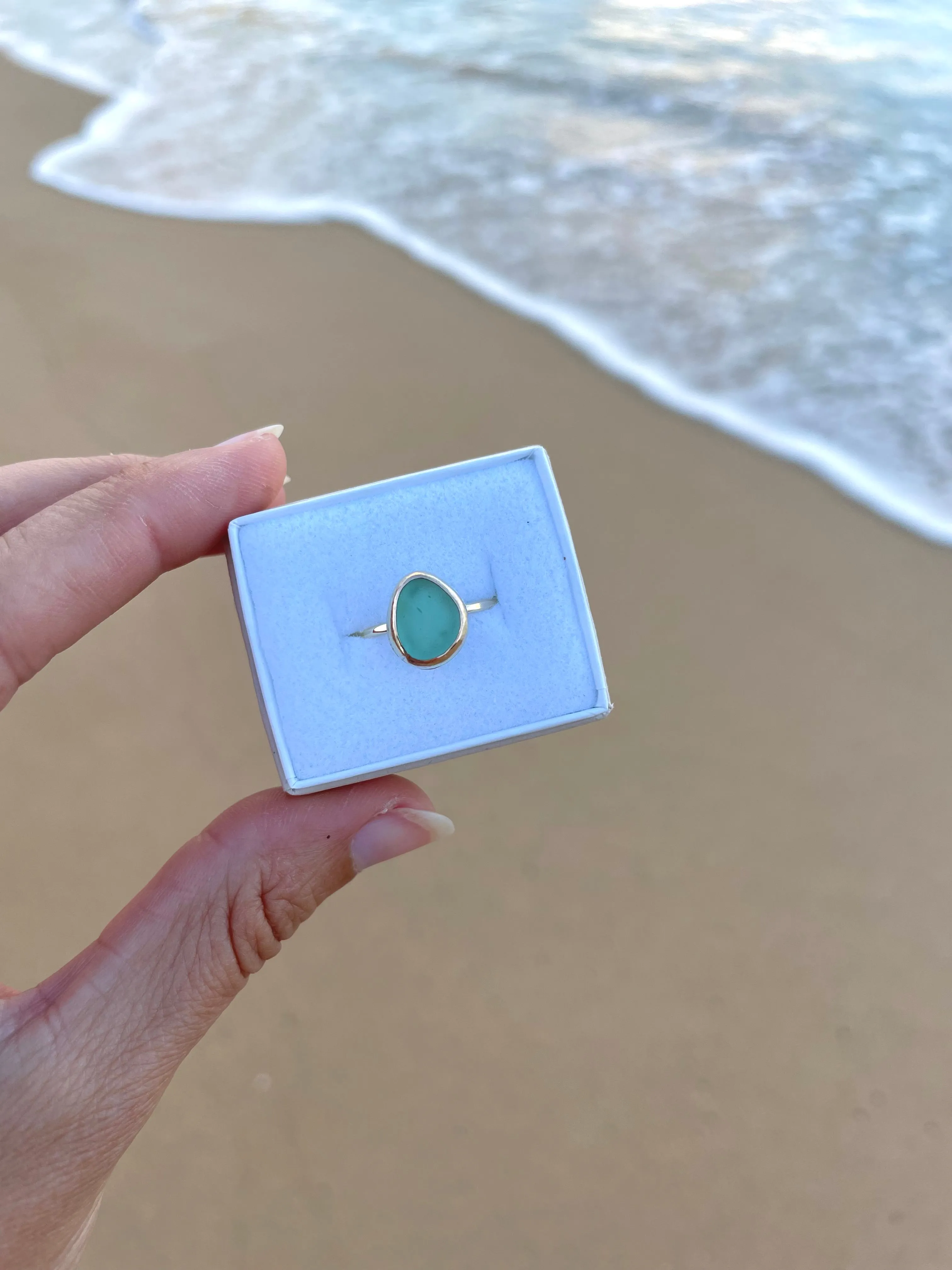 Sea Glass Rings in Gold Fill