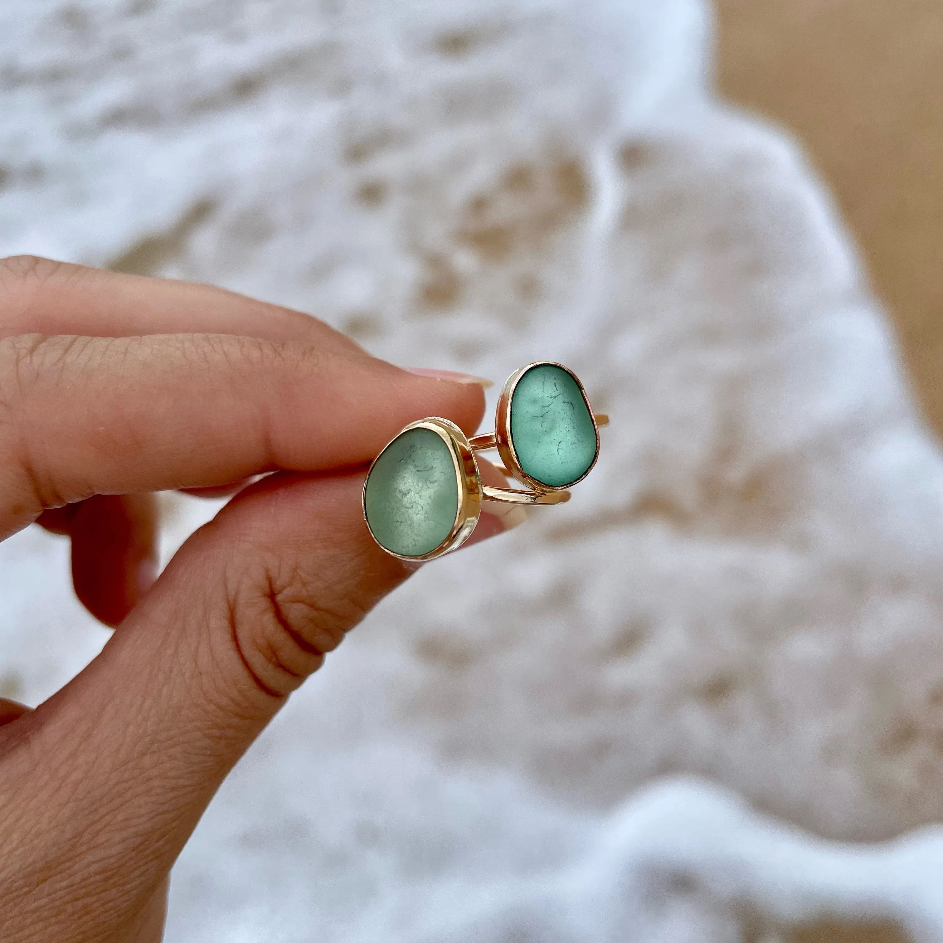 Sea Glass Rings in Gold Fill