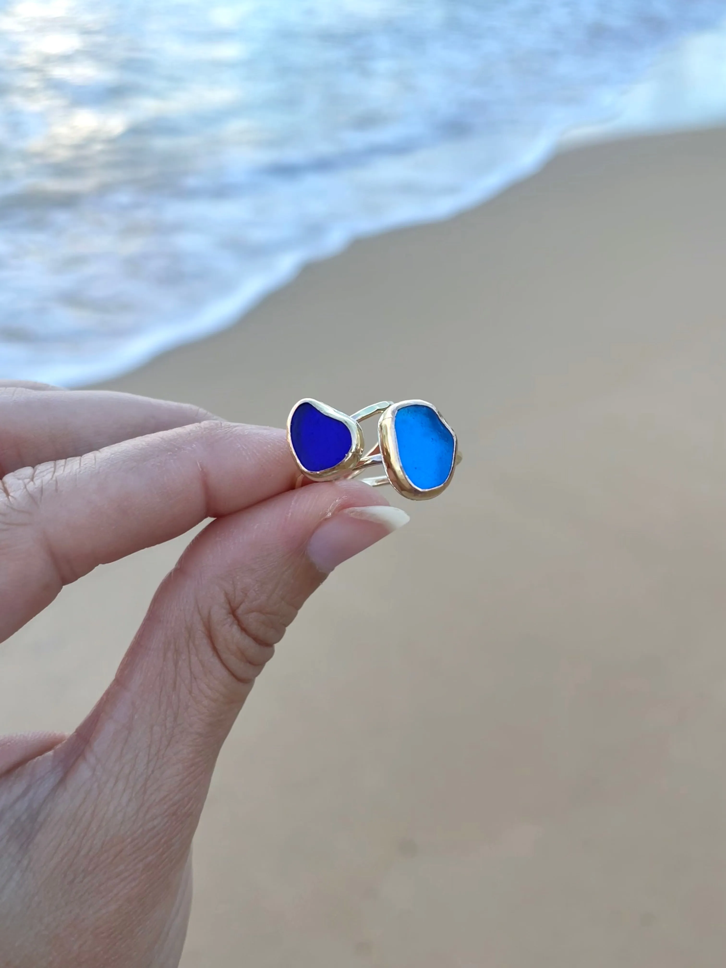 Sea Glass Rings in Gold Fill