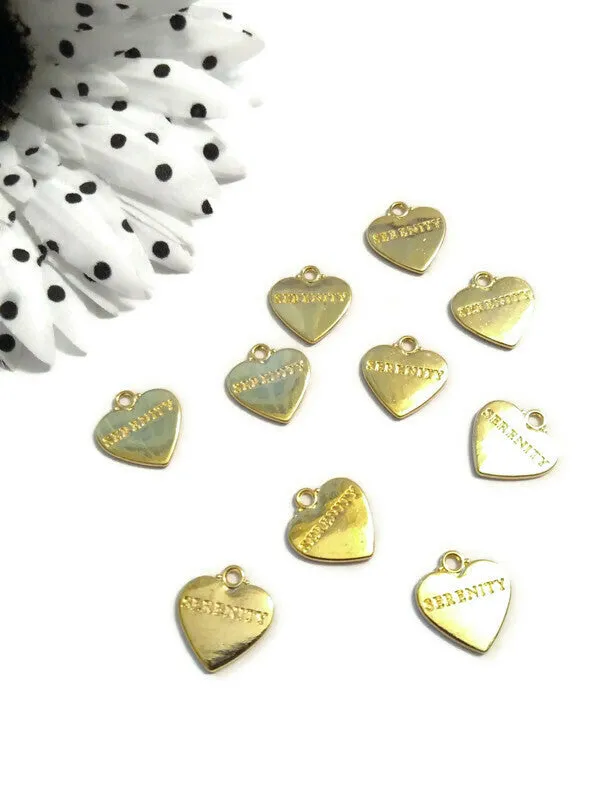 Serenity Heart Charms - Gold
