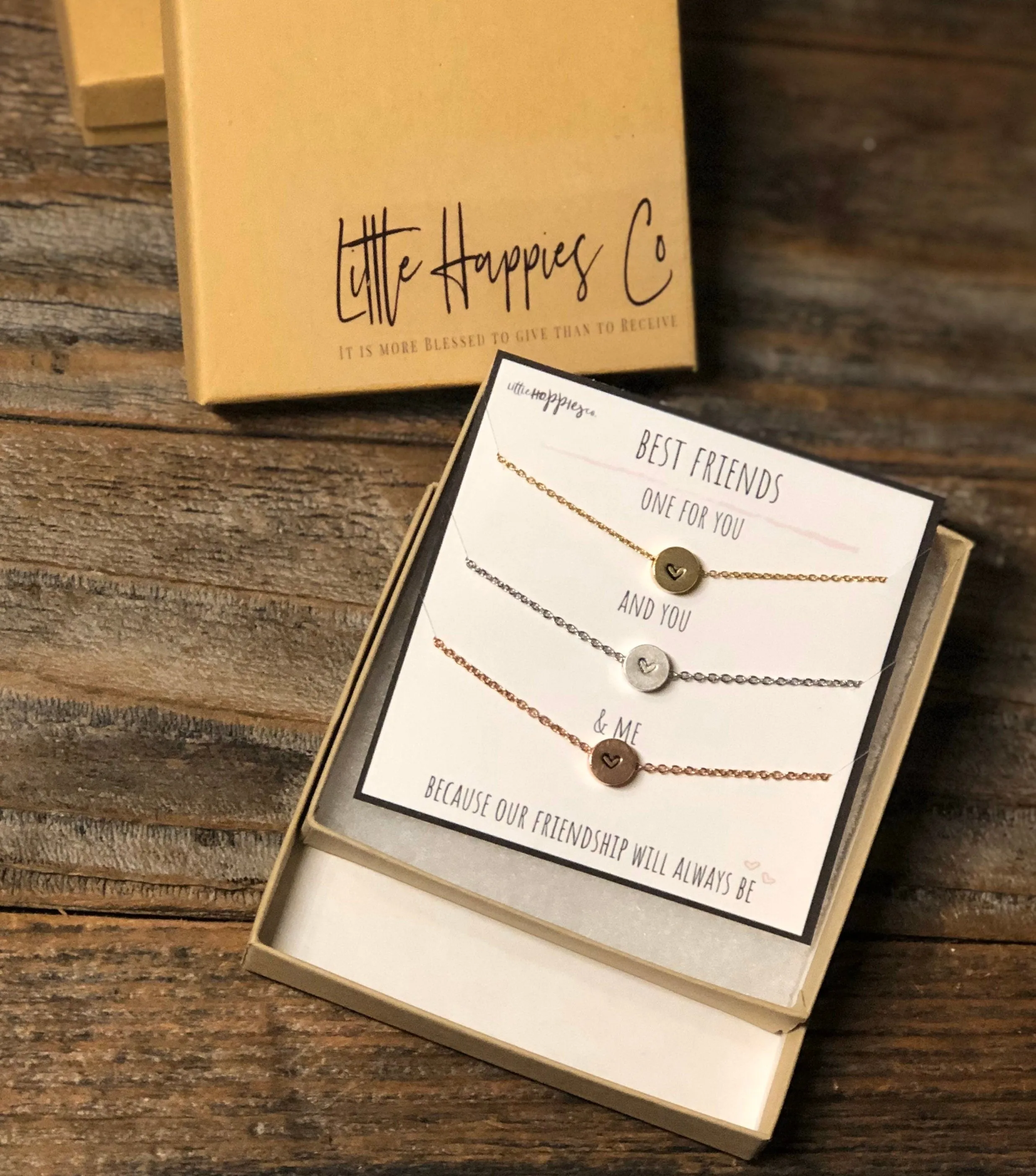 Set of 3 friend necklaces - Friendship necklaces 3 friend gift, Friendship jewelry friend, Friend gifts, Hand stamped heart necklaces, BFFs