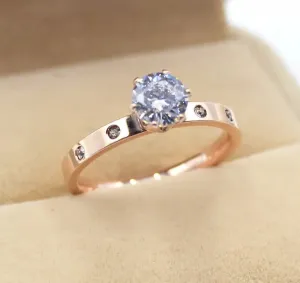 Set of 4 Small Diamond Rose Gold Rings