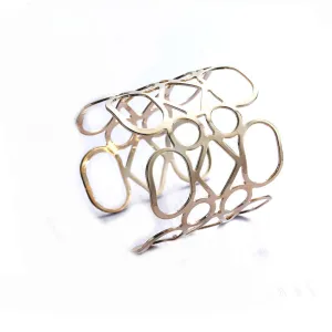 SEXY SPARKLES Sexy Sparkles Women Cuff Bangle Bracelet Gold Plated Geometric Hollow 15cm(5 7/8inch ) long