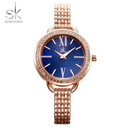 Shengke Luxury Bracelet Watch Gift Women Fashion Creative Quartz Ladies Clock Stainless Steel Waterproof Wristwatch Montre Femme