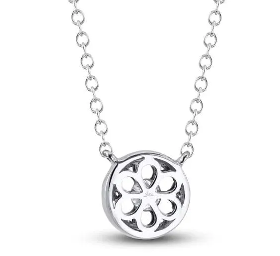 Shy Creation 14K White Gold 0.20ctw Diamond Halo Necklace