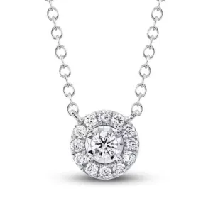 Shy Creation 14K White Gold 0.20ctw Diamond Halo Necklace