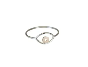 Silver & Gold Evil Eye Ring
