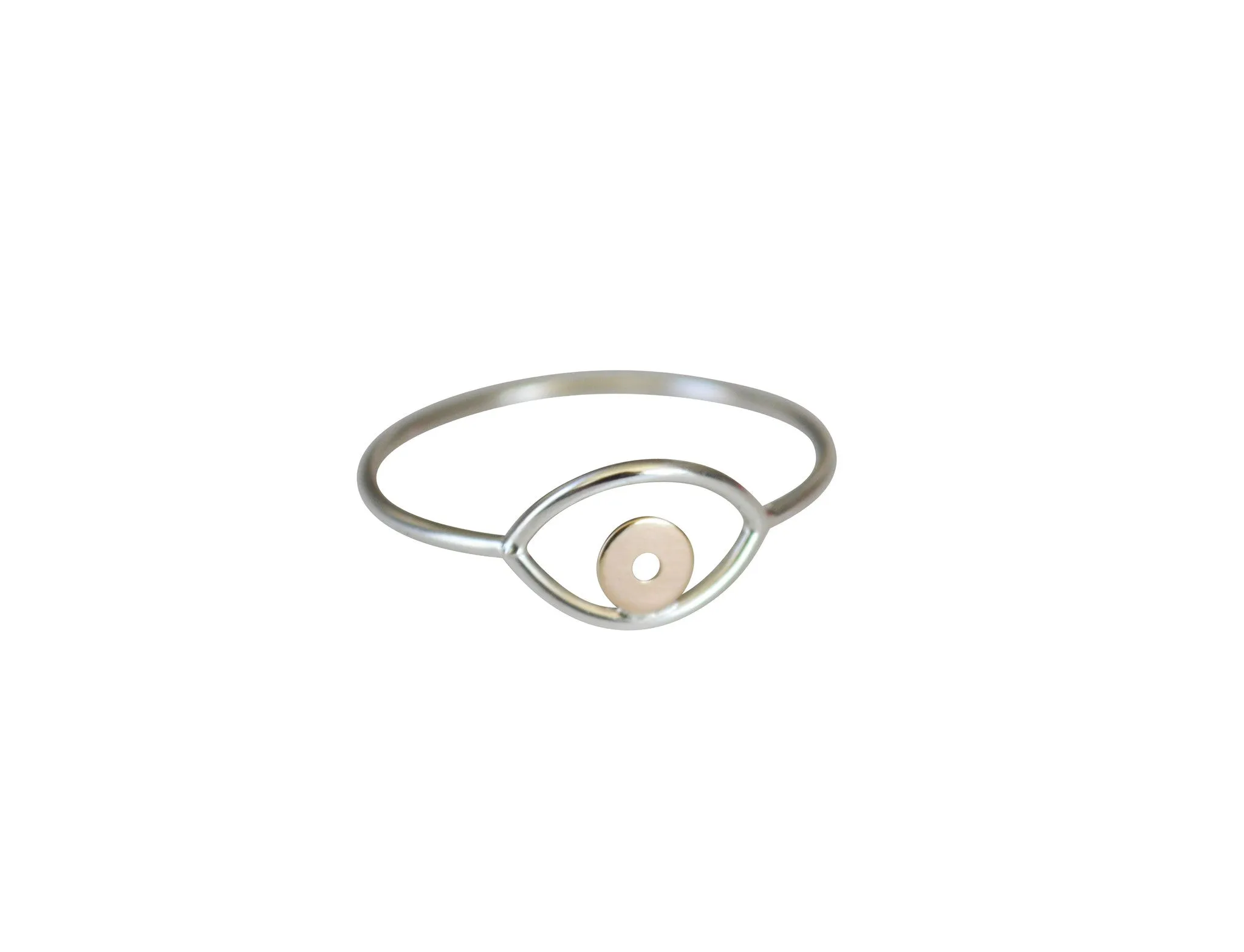 Silver & Gold Evil Eye Ring