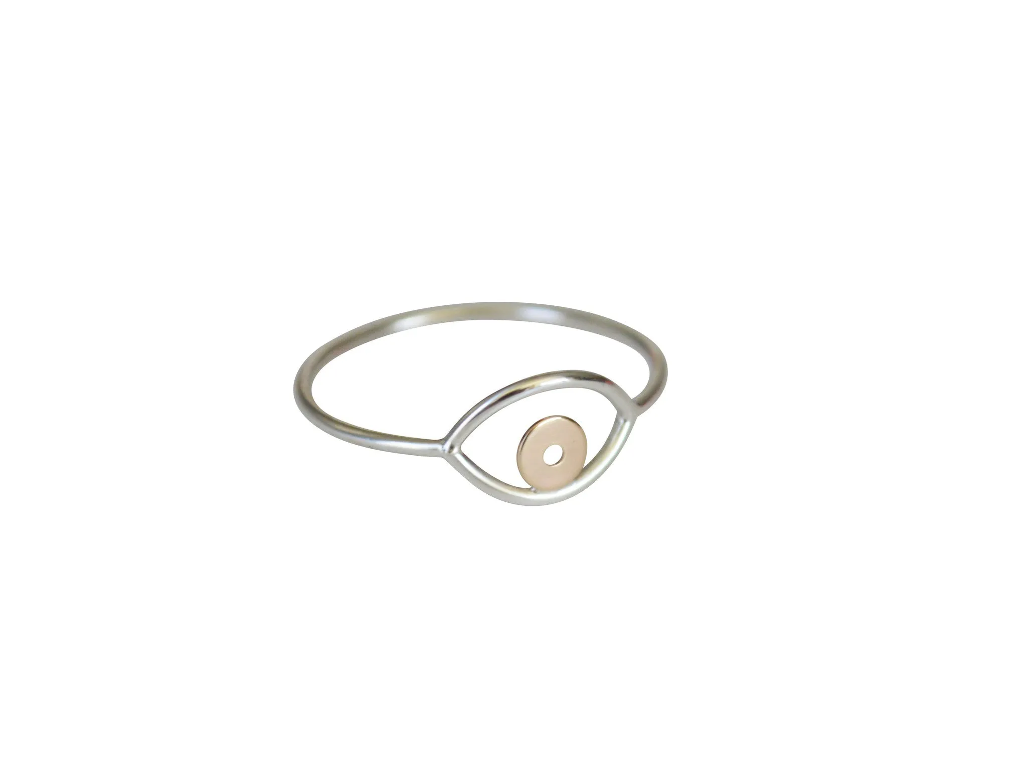 Silver & Gold Evil Eye Ring
