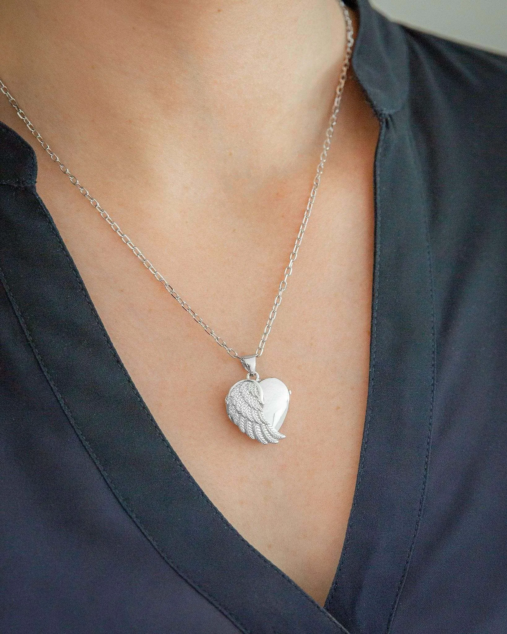 Silver Angel Wing Locket Urn