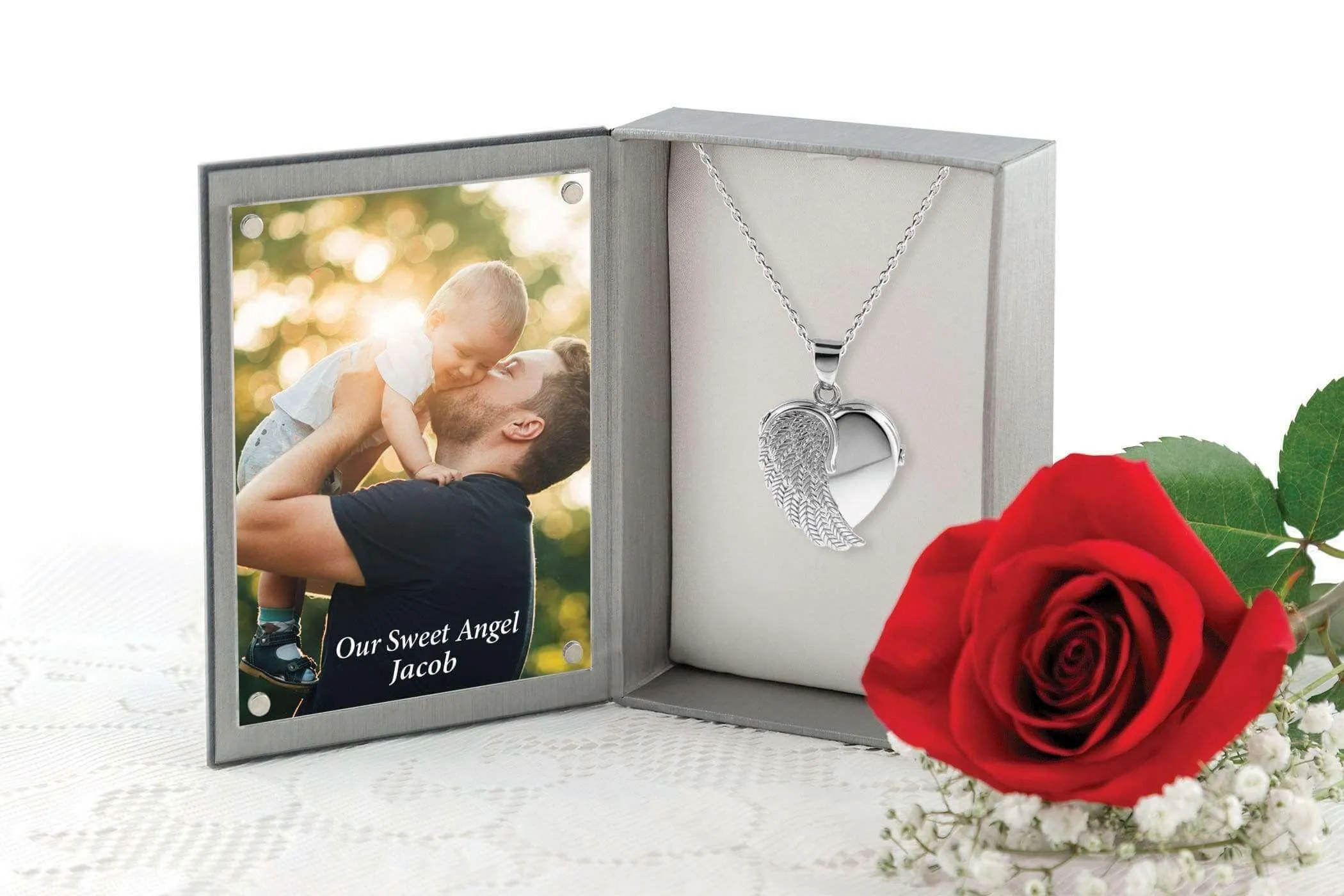 Silver Angel Wing Locket Urn