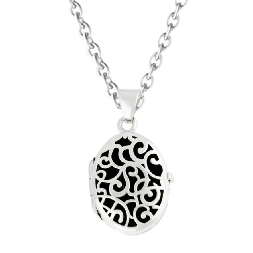 Silver Filigree Oval Locket Urn
