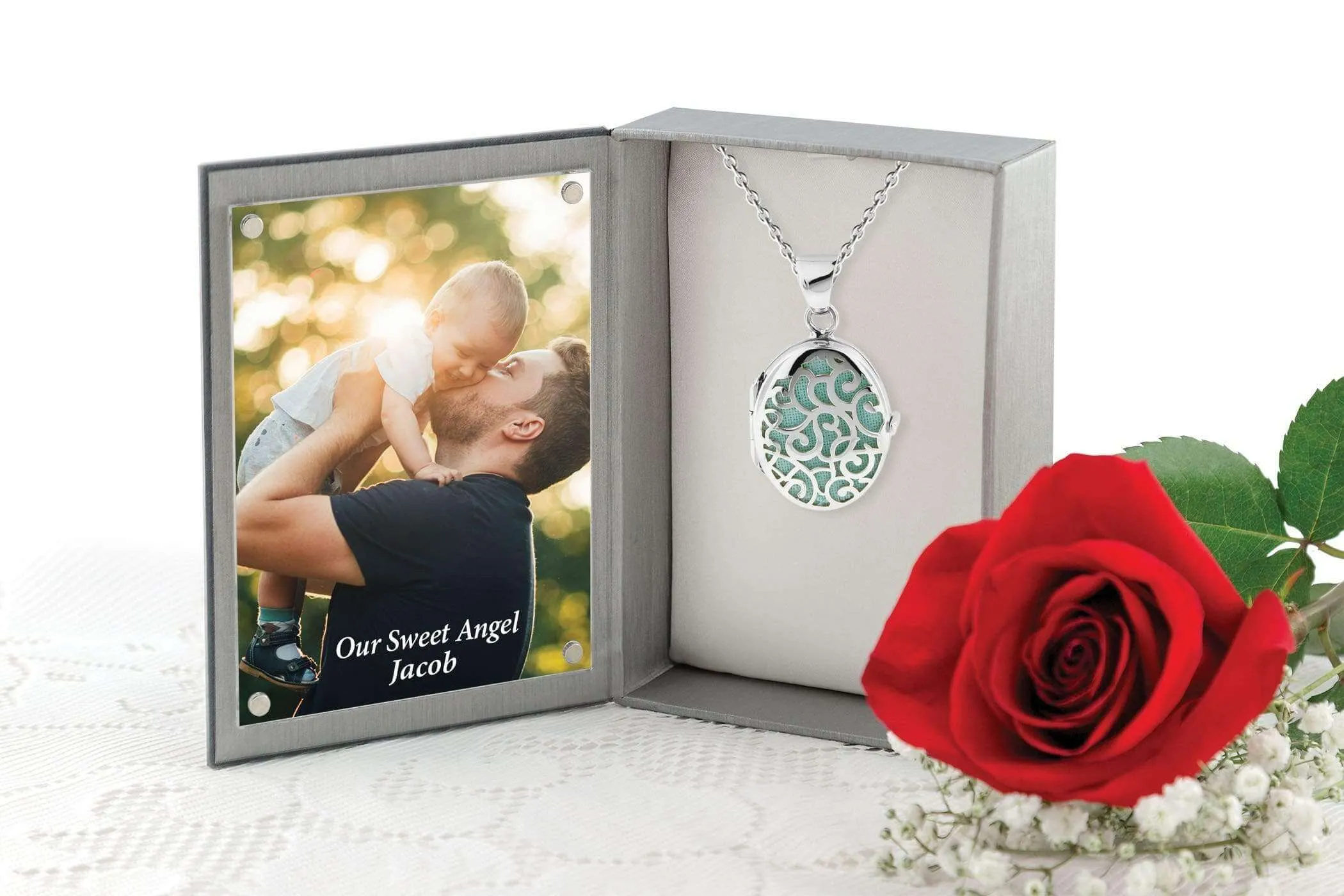Silver Filigree Oval Locket Urn