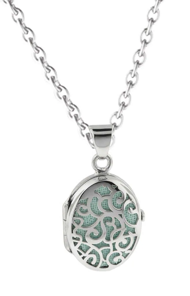 Silver Filigree Oval Locket Urn