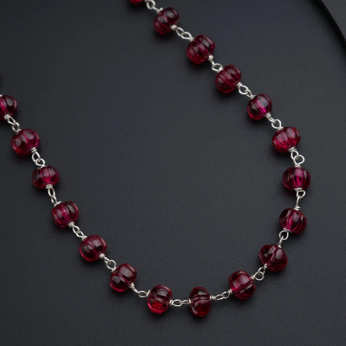 Silver Set with Semi Precious Stones-Lab Made Ruby