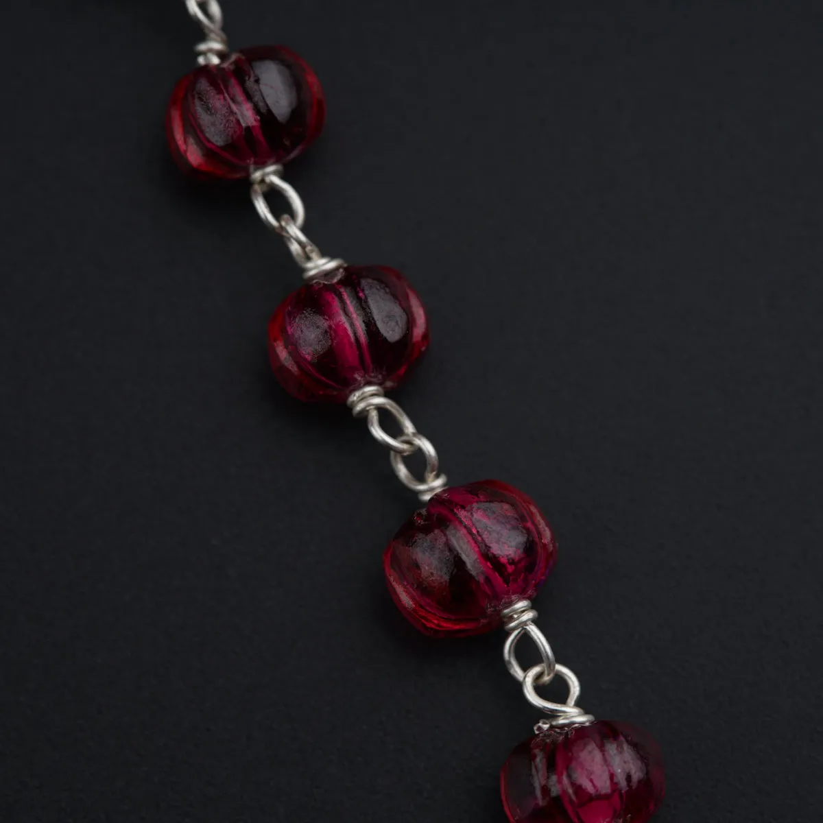 Silver Set with Semi Precious Stones-Lab Made Ruby
