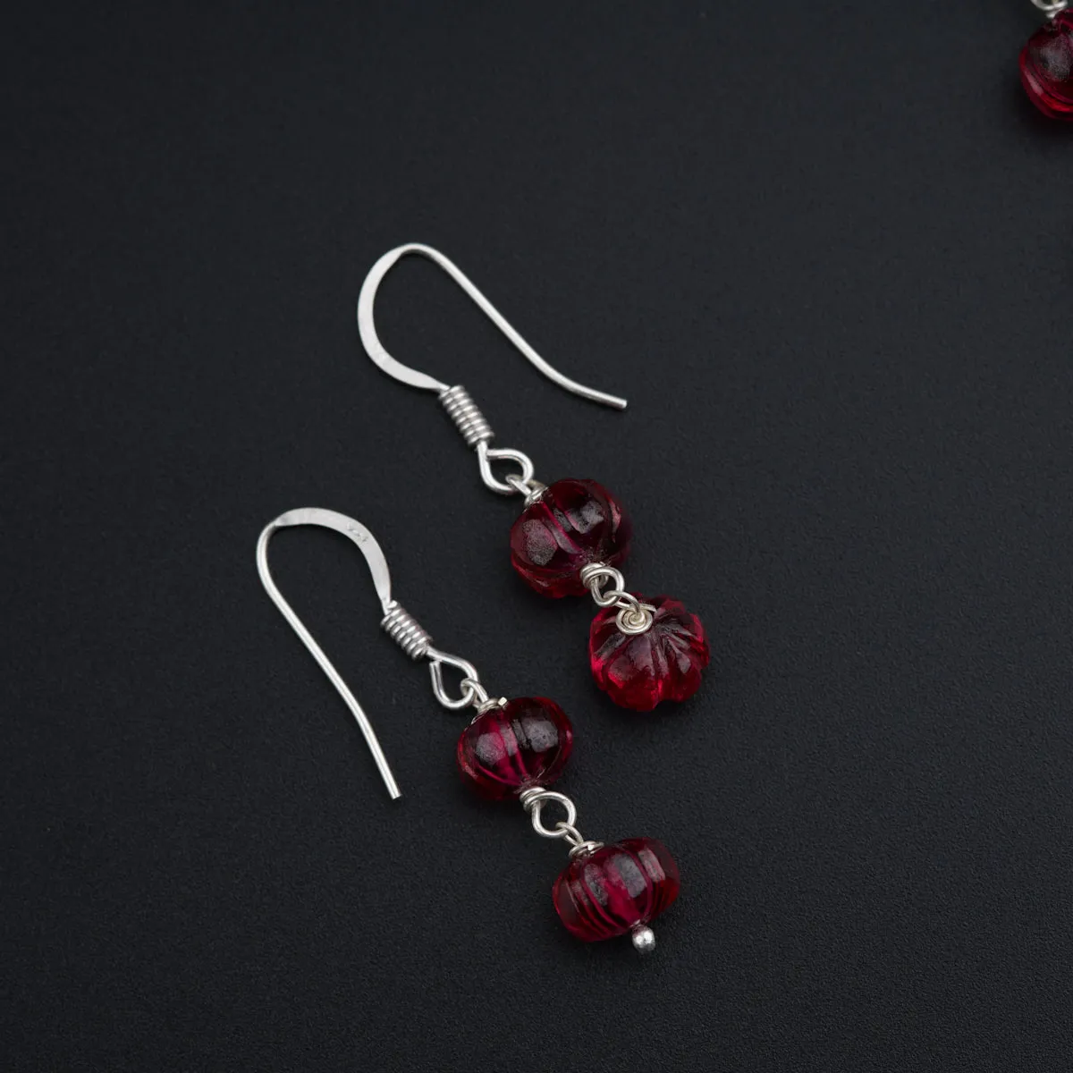 Silver Set with Semi Precious Stones-Lab Made Ruby