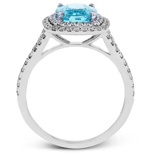Simon G. 18K White Gold Blue Paraiba Tourmaline and Diamond Ring