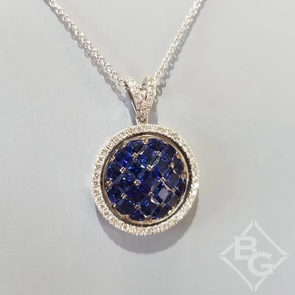 Simon G. Modern Cluster Blue Sapphire Diamond Pendant