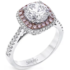 Simon G. Pink Diamond Two-Tone Halo Engagement Ring