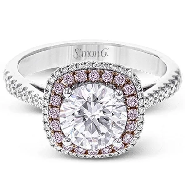 Simon G. Pink Diamond Two-Tone Halo Engagement Ring