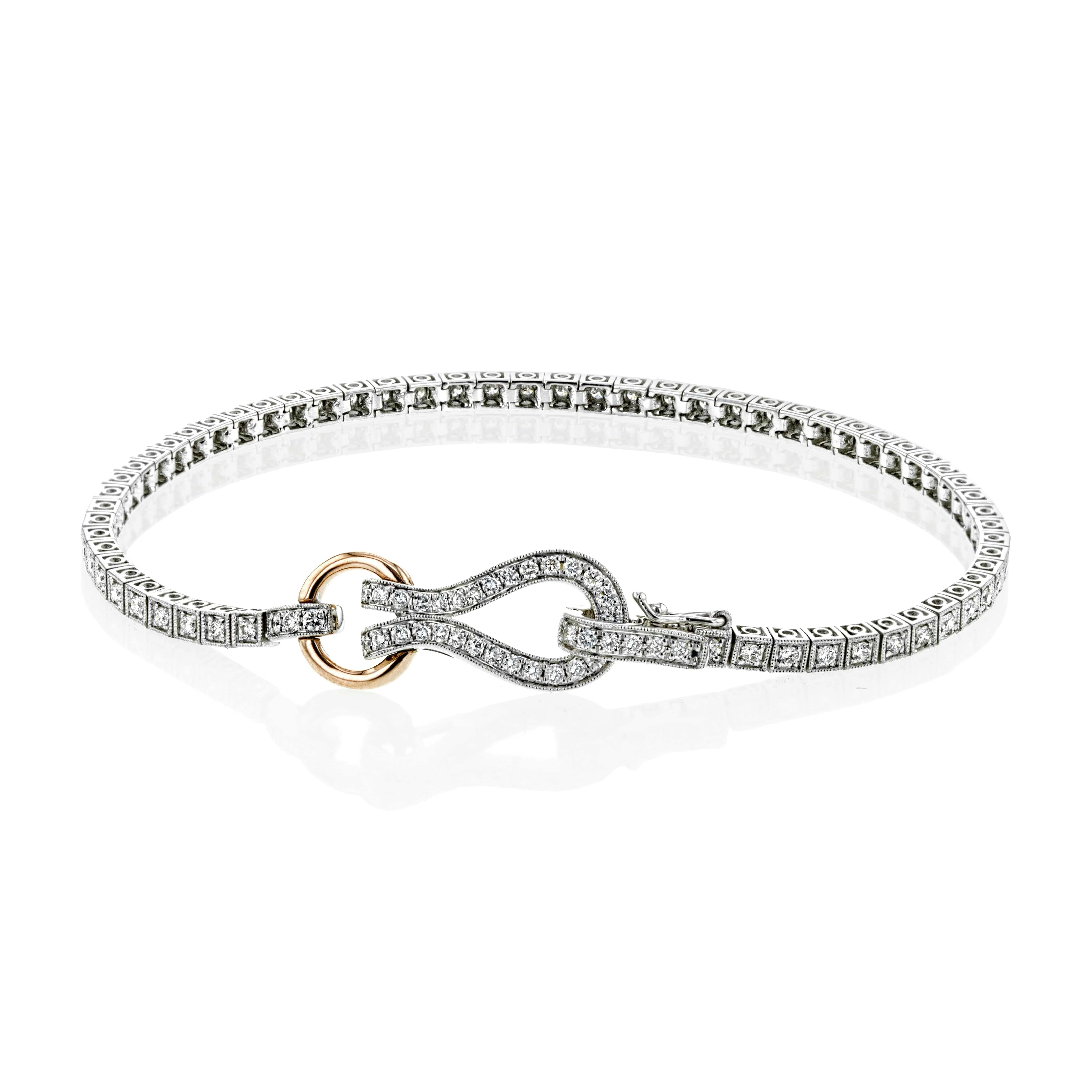 Simon G White and Rose Gold with Diamonds Signature Clasp Bracelet