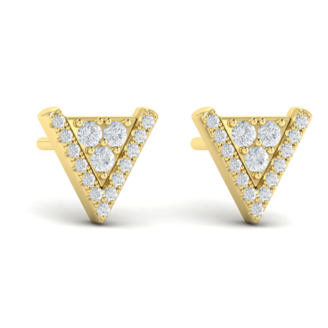 Sincerely, Springer's by Vlora 14k Yellow Gold Diamond Trinity Stud Earrings