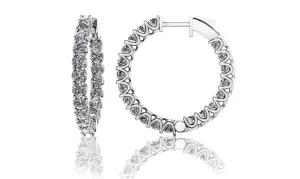 Small Diamond Huggie Hoop Lab-Grown Diamond Earrings with 5.44 ct.(finished) 3.5mm