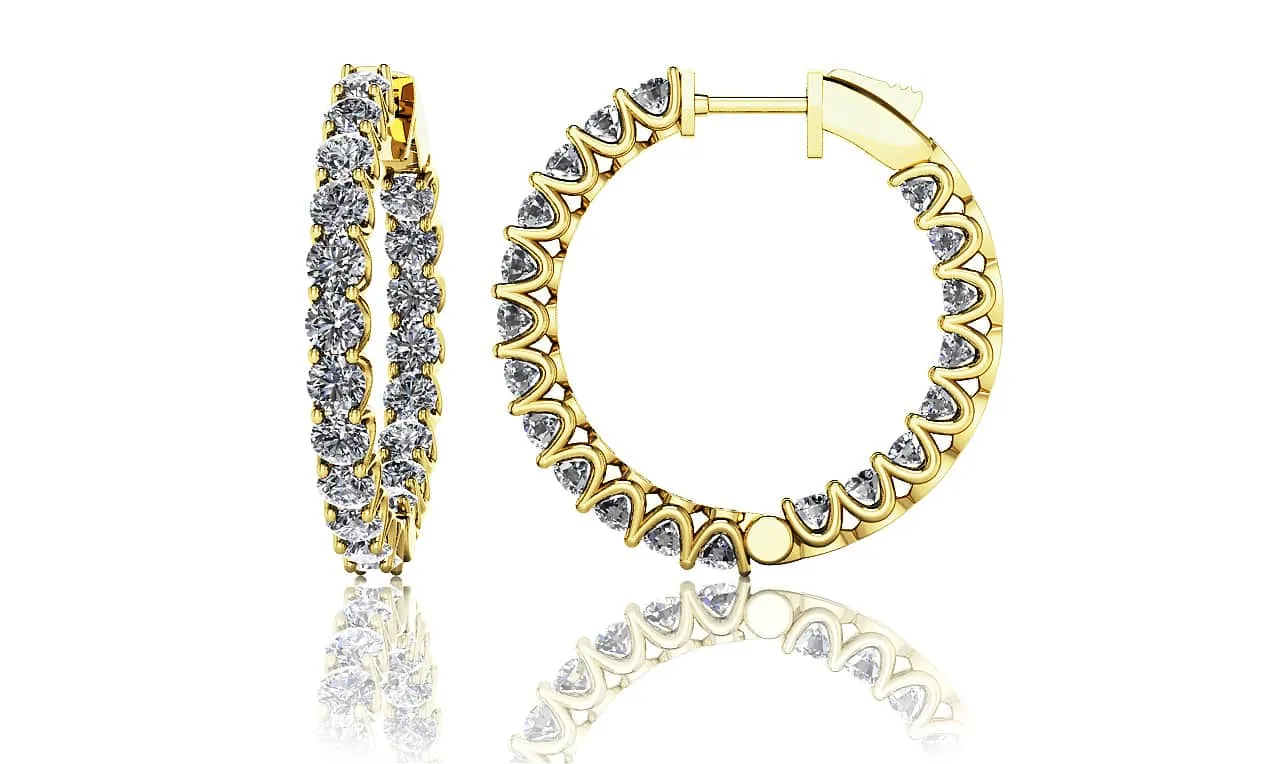 Small Diamond Huggie Hoop Lab-Grown Diamond Earrings with 5.44 ct.(finished) 3.5mm