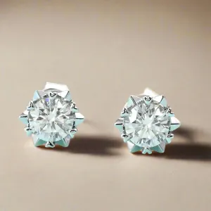 Snowflake Shaped 5mm Diamond Stud Earrings