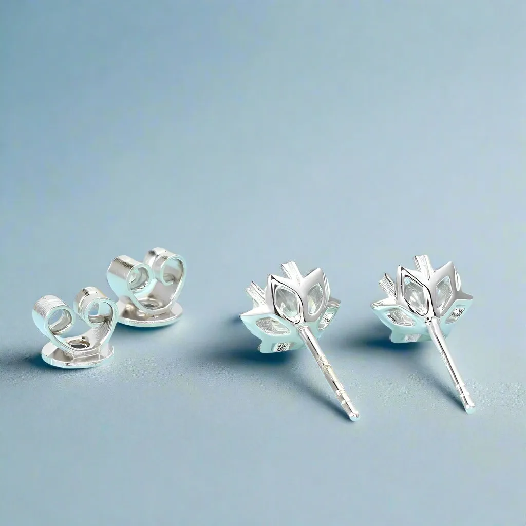 Snowflake Shaped 5mm Diamond Stud Earrings