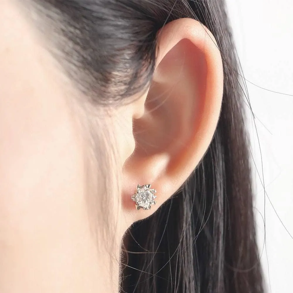 Snowflake Shaped 5mm Diamond Stud Earrings