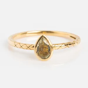 Solid Gold Green Amethyst Pear Ring