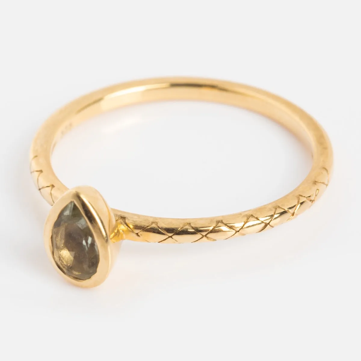 Solid Gold Green Amethyst Pear Ring