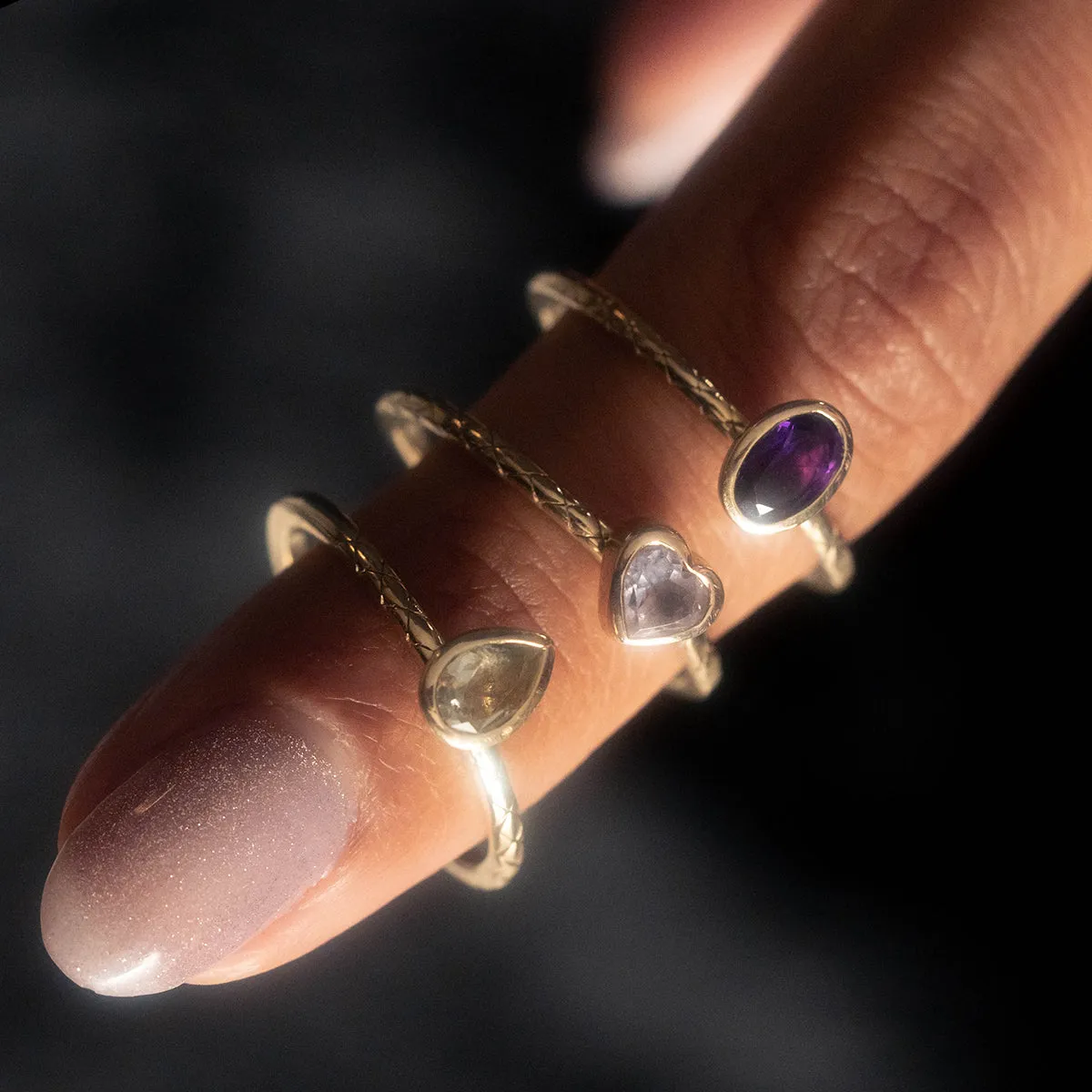 Solid Gold Green Amethyst Pear Ring